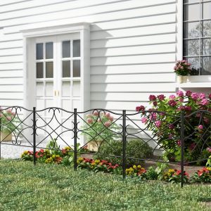 Decorative Garden Fence, 9.8FT x 24.4IN Outdoor Metal Wire Border Panels, Iron Flower Bed Fencing Animal Barrier for Yard, Garden, Landscape Fences for Dogs