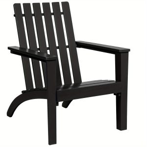 Lifezeal Patio Adirondack Chair Acacia Wood Lounge Armrest Garden Deck Black