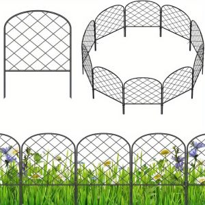 Decorative Garden Fence 10 Pack, Animal Barrier Fencing for Dog, Rustproof Metal Wire Flower Edging Border for Yard Outside Patio Landscape Decor, Arched