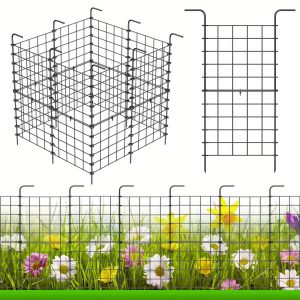 32 Pack Decorative Garden Fence Outdoor, Coated Metal RustProof Landscape Wrought Iron Wire Border Folding Fences Flower Bed Fencing Barrier Section Panels Decor Picket Edging