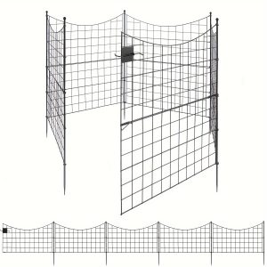 Metal Garden Fence Border, 5 Panels