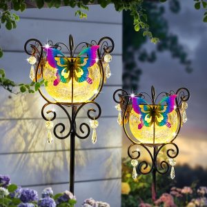 Solar LED Butterfly Outdoor Garden Decor Lights, Yard Stake Spring Patio Path Lawn Decoration