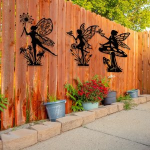 3 metal fairy walls decorate outdoor leaf garden art interior metal outdoor fence hanging decorate home, living room, bedroom, courtyard, patio, porch