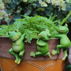 3pcs Cute Frog Flower Pot Huggers - Perfect For Home & Office Decor!