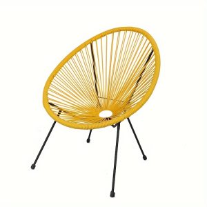 1pc, Patio Conversation Chair, All-Weather Scoop Chair With Metal Frame, Suitable For Outdoor, Garden, Poolside Decor