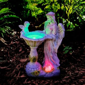 1pc Angel Garden Figurine With RGB LED Light Solar Color Changing Light Garden Statue For Outdoor Decor, Resin Sculpture Ornament Yard Art For Patio Lawn Yard Housewarming Garden Gift, 11.8inch