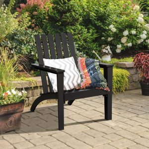 SAFSTAR Patio Adirondack Chair Acacia Wood Lounge Armrest Garden Deck Black