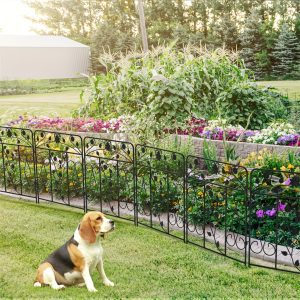 Set of 5 Garden Fence Panels Decorative Metal Wire Garden Patio Fencing Edging Animal Barrier Border, Folding Fences Flower Bed